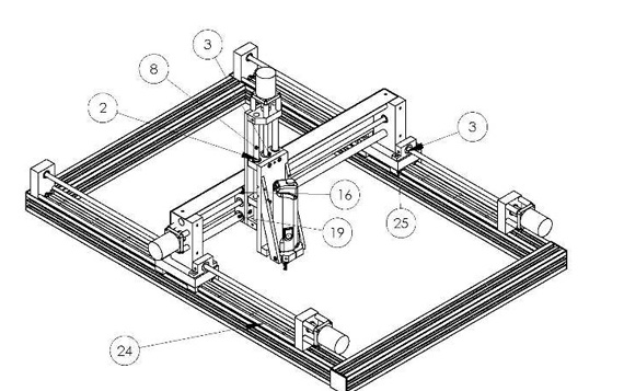 Drawing of the engraving machine